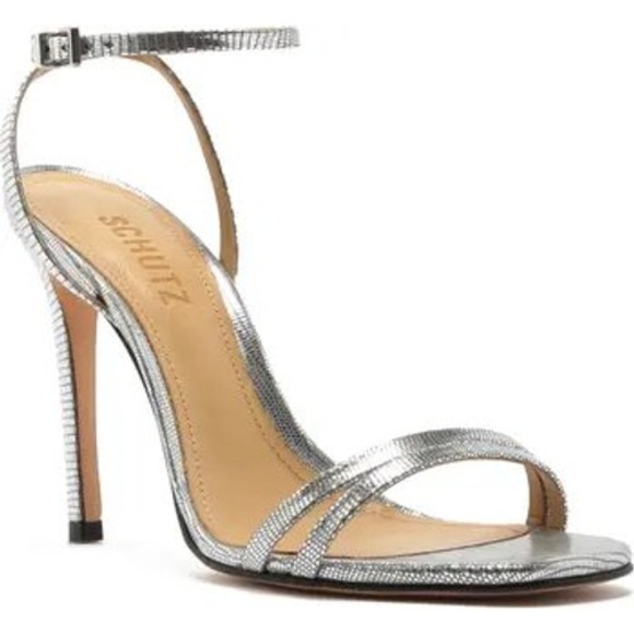 Schutz Silver Altina Ankle Strap Sandal size 6.5 - Picture 1 of 9